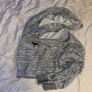 Medium grey PINK hoodie with shoulder cutouts